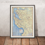 Mapa antiguo de San José, California, 1951: Área de la Bahía, San Francisco, Silicon Valley 