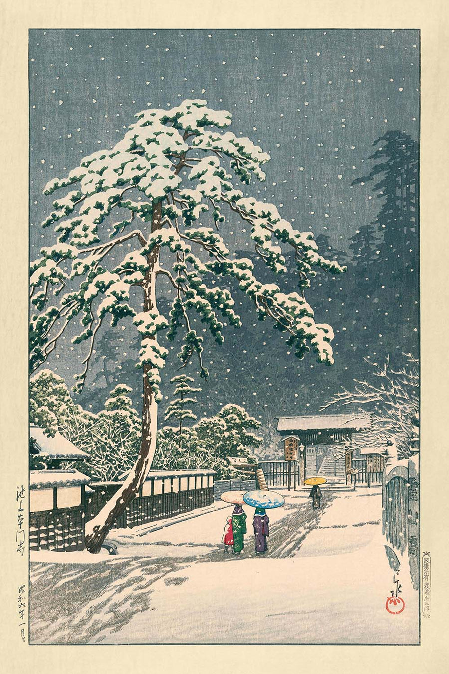 Honmon-Tempel in Ikegami von Hasui Kawase, 1935 
