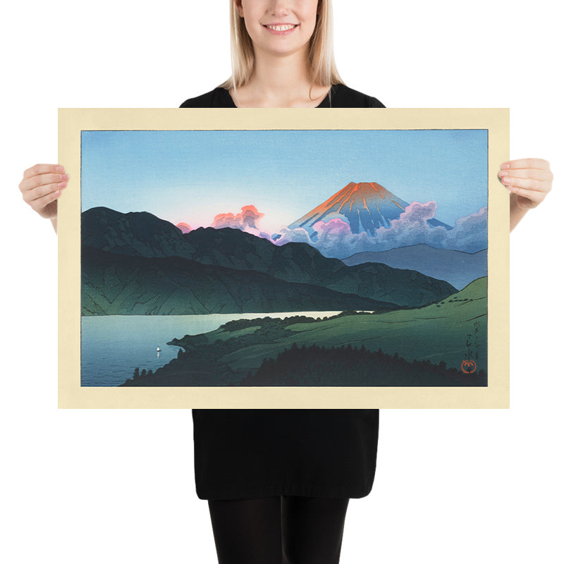Der Fuji bei Sonnenuntergang, der Ashinoko-See von Hasui Kawase, 1935 