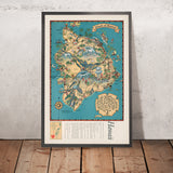 Mapa pictórico vintage de la Isla Grande, Hawái, 1935 