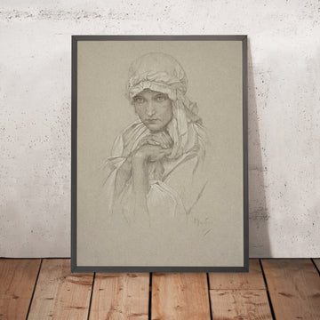A framed image of Portrait of the Artist’s Daughter in Slavic Dress by Alphonse Mucha, 1860