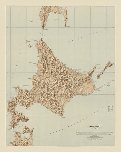 Alte topografische Karte von Hokkaido, 1944: US Geological Survey, Sapporo, Asahikawa, Hakodate 
