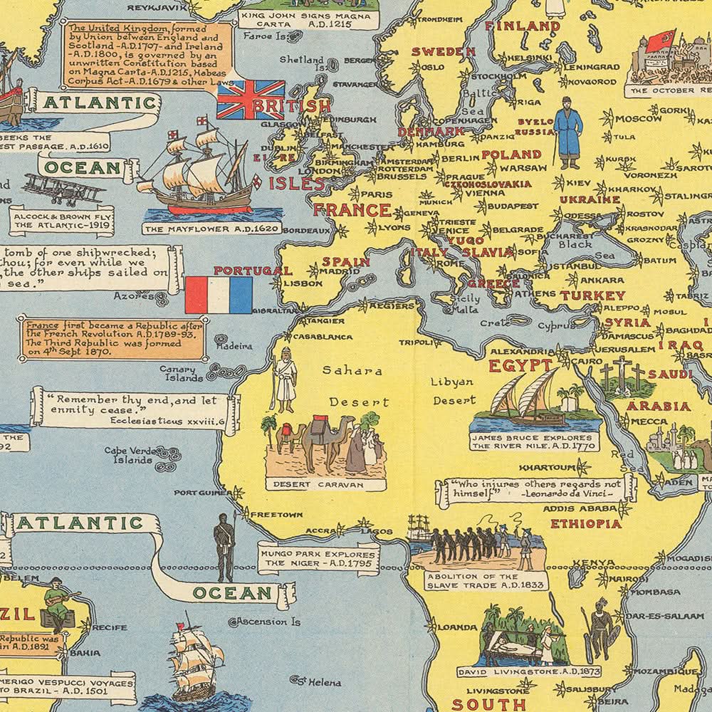 Mapa del Viejo Mundo de las Naciones Unidas, 1948: Era de la Post-Segunda Guerra Mundial, Estilo Pictórico 