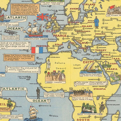 Mapa del Viejo Mundo de las Naciones Unidas, 1948: Era de la Post-Segunda Guerra Mundial, Estilo Pictórico 
