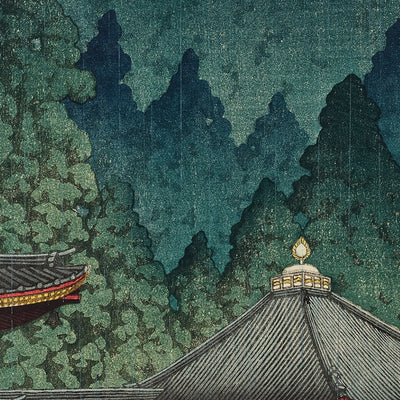 Futatsu Hall en Nikko por Hasui Kawase 1935 