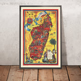 Póster de viaje de Madagascar: Superficie de la isla de Maurice Tranchant de Lunel, 1952 