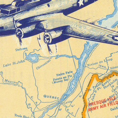 Antigua Mapa Militar de los Estados Unidos por Rand McNally, 1944: WW2, Aeródromos, Bases Navales y del Ejército 