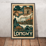 Affiche de voyage Longwy : Meurthe-et-Moselle – France par Maurice-Paul Chevalier, 1950 