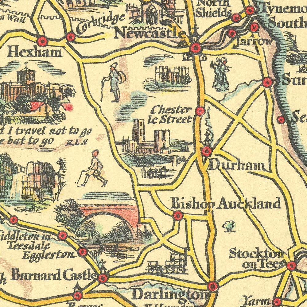 Pratt's Map of Northern England by AE Taylor, 1932