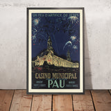 Poster di viaggio di Pau: Casino Municipale, Palais d’Hiver di A. Bernat, 1939 