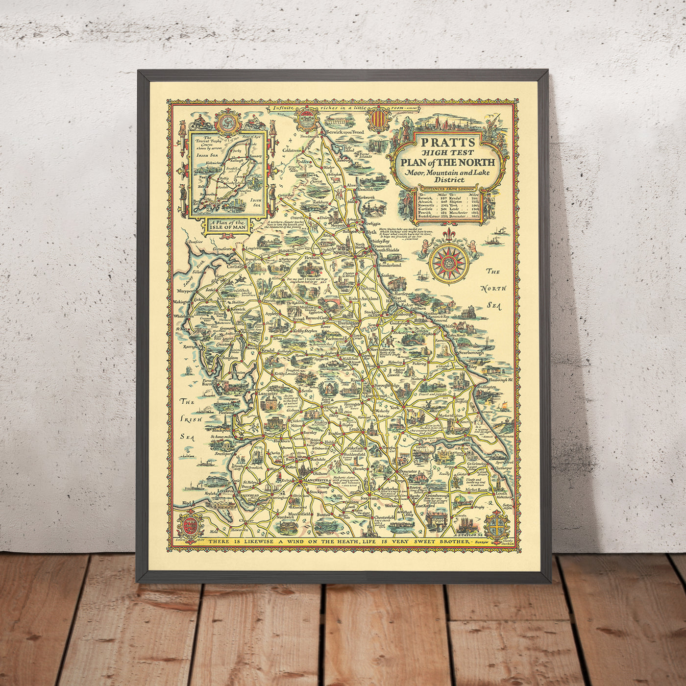 Pratt's Map of Northern England by AE Taylor, 1932