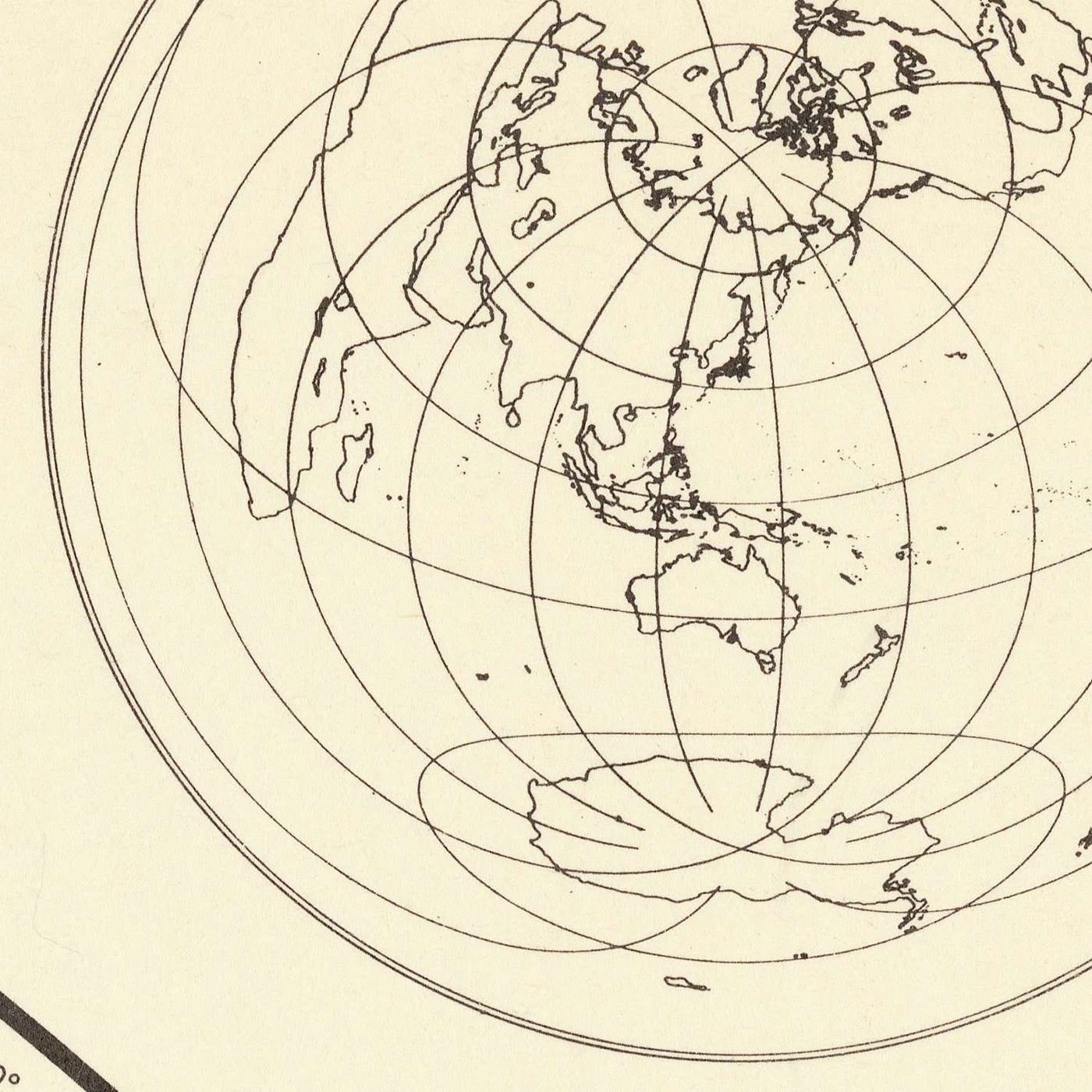 Antigua Mapa Mundial Azimutal Centrado en los Estados Unidos, 1947 