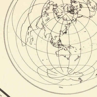 Antigua Mapa Mundial Azimutal Centrado en los Estados Unidos, 1947 