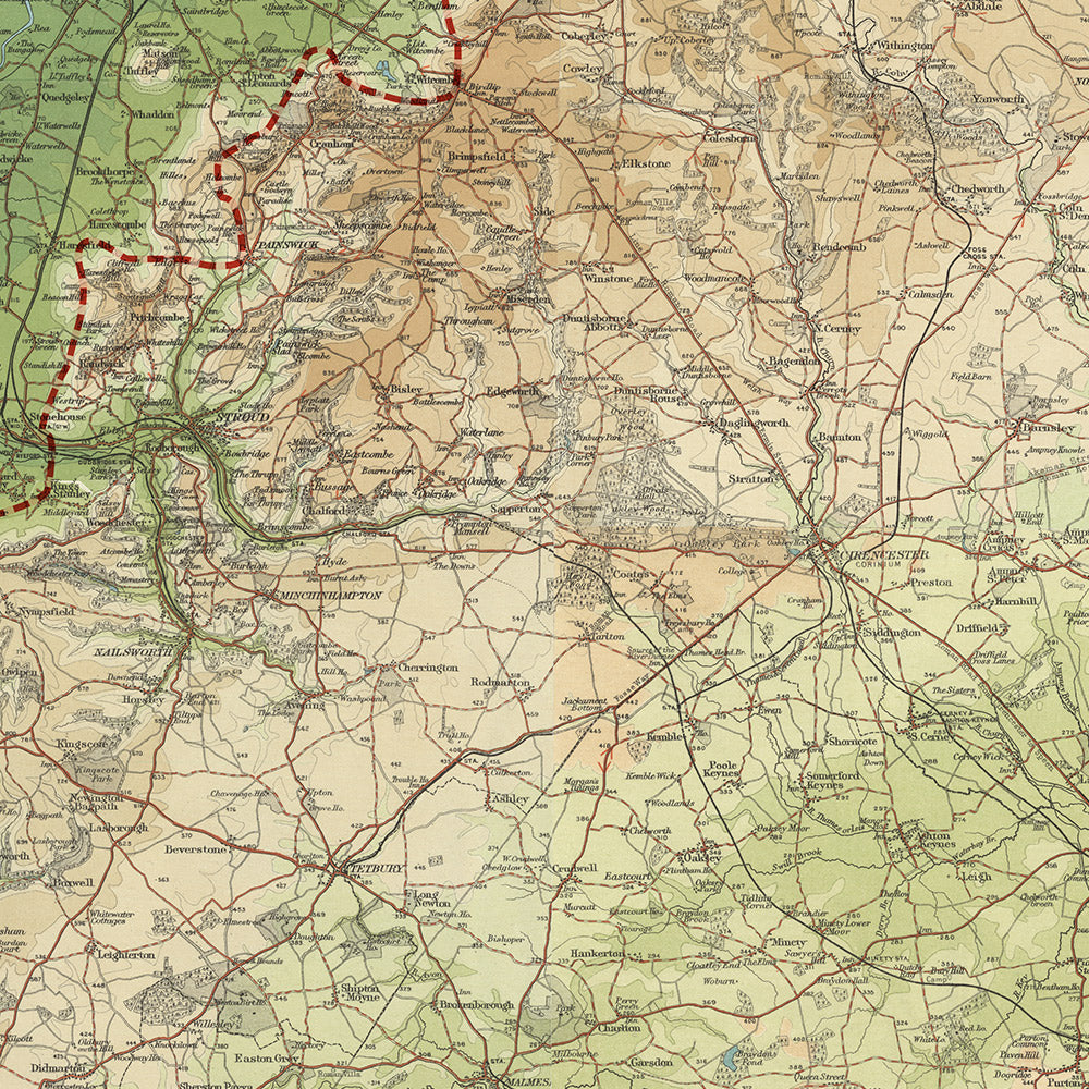 Antigua Mapa del Cotswold Way por Bartholomew y The Unique Maps Co. 