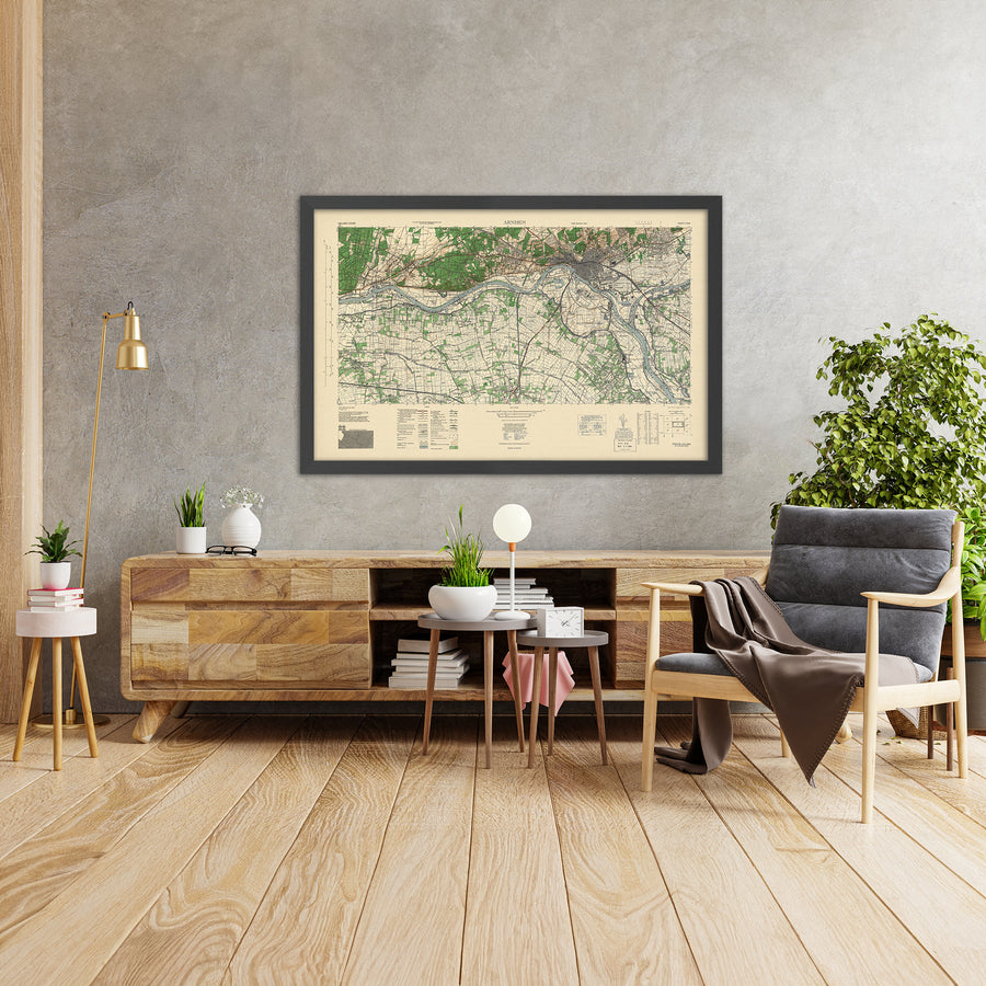 Old US Army Map of Arnhem, Operation Market Garden, 1943: Rhine River, Bridges, Polders, Railways