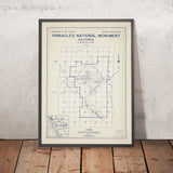 Vecchia mappa del Pinnacles National Monument, California, 1940: Bear Gulch, Chalone Pk, Table Mtn 