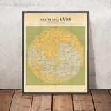 Mapa antiguo de la Luna de Moreux, 1949: relieve, maria y cráteres de impacto, N-S invertido 