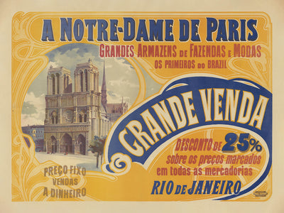 A Notre-Dame de Paris – Rio de Janeiro Grande Venda, Antique Travel Poster by Paul Dupont (1900)