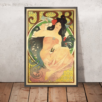 A framed image of Job by Alphonse Mucha, 1897