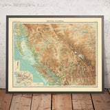 Alte Karte von Vancouver & British Columbia von Bartholomew, 1922: Victoria, Rocky Mountains, Vancouver Island, Fraser River 