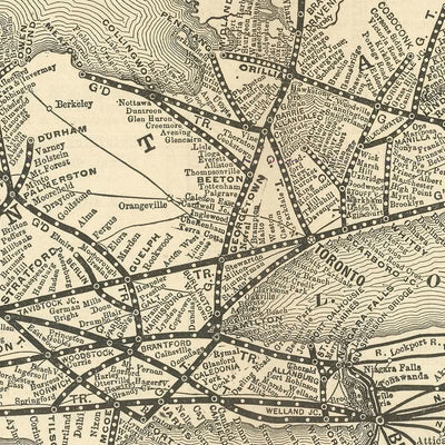 Old Map of the Grand Trunk Railway, 1898: Toronto, Chicago, Niagara Falls, Ontario, Quebec
