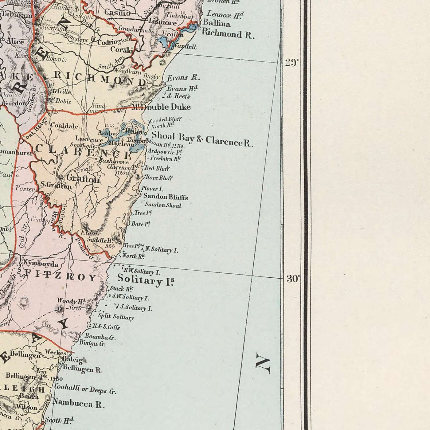 Old Map of New South Wales by Stanford, 1904: Sydney, Newcastle, Wollongong, Railroads