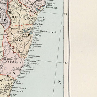 Old Map of New South Wales by Stanford, 1904: Sydney, Newcastle, Wollongong, Railroads