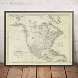 Mapa temprano de los Estados Unidos por Reid, 1796: México, América Central, Caribe 