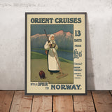 Norwegen-Reiseposter: Orient Cruises auf der S.S. Ophir von John Hassall 