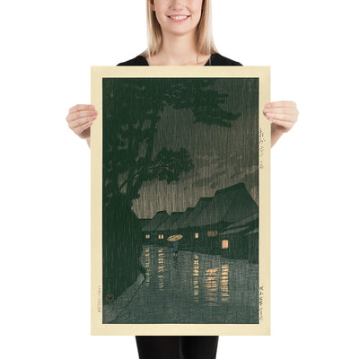Noche de lluvia en Maekawa de Hasui Kawase, 1935 