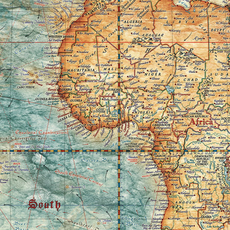 Mappa del Mondo Antica Moderna di Ray&Co, 2025: Bandiera delle Navi, Nodi 