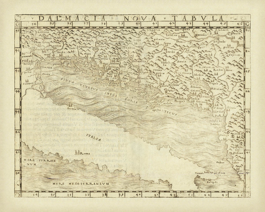 Mappa rara del Rinascimento della Croazia e dell&