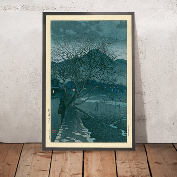 Ein gerahmtes Bild von Evening at Beppu von Hasui Kawase, 1935