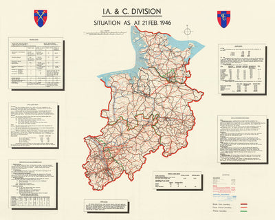 Old Map of Postwar Occupation and Denazification in Germany, 1946