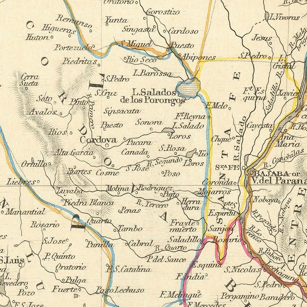 Antigua Mapa de Argentina y Chile por Tallis, 1851: Buenos Aires, Andes, Santiago, Viñetas 