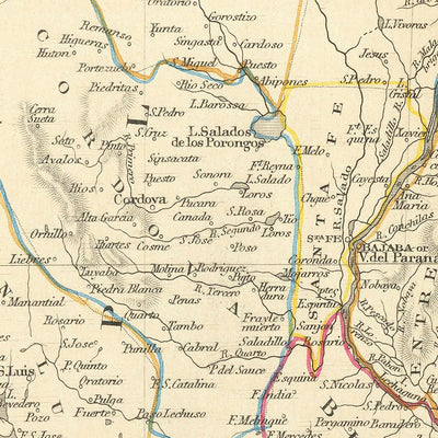 Antigua Mapa de Argentina y Chile por Tallis, 1851: Buenos Aires, Andes, Santiago, Viñetas 