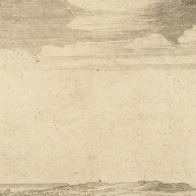 Old Bird's Eye Map of Elbląg, Poland, 1725: Fortified Walls, Maritime Routes, Churches, Rural Landscape