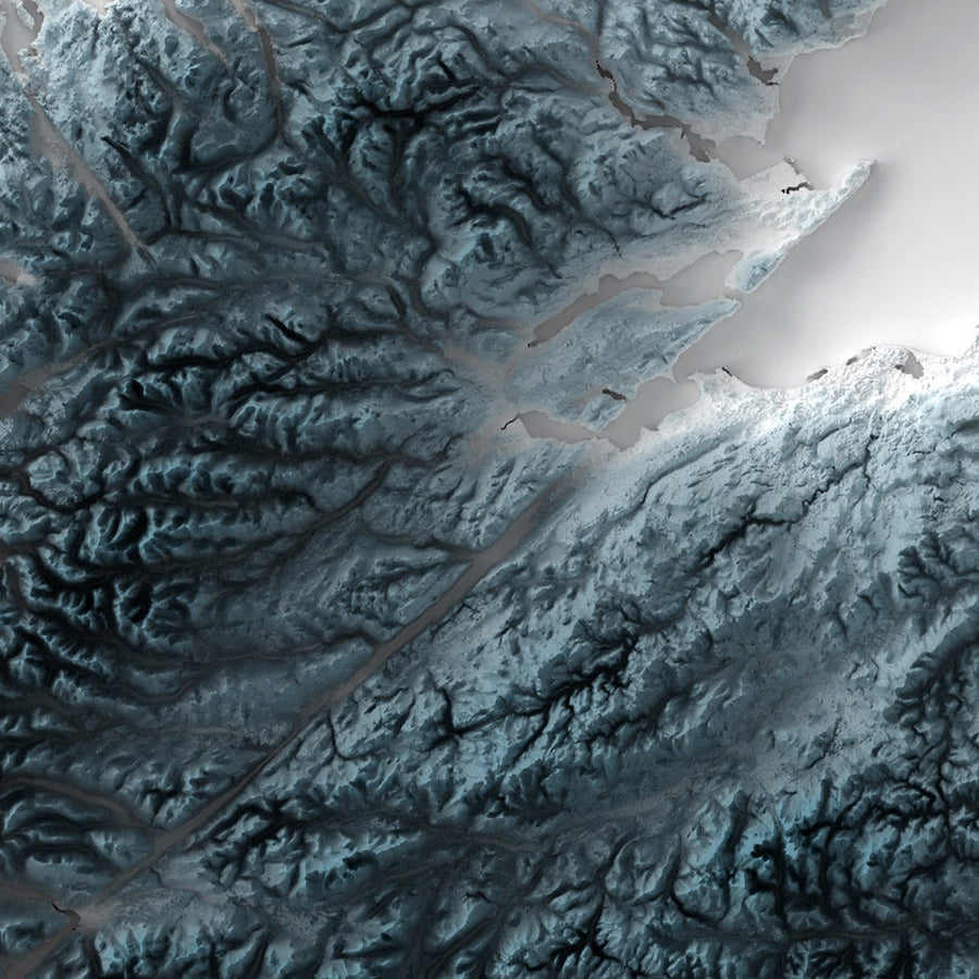 Mappa topografica 3D del rilievo della Scozia 