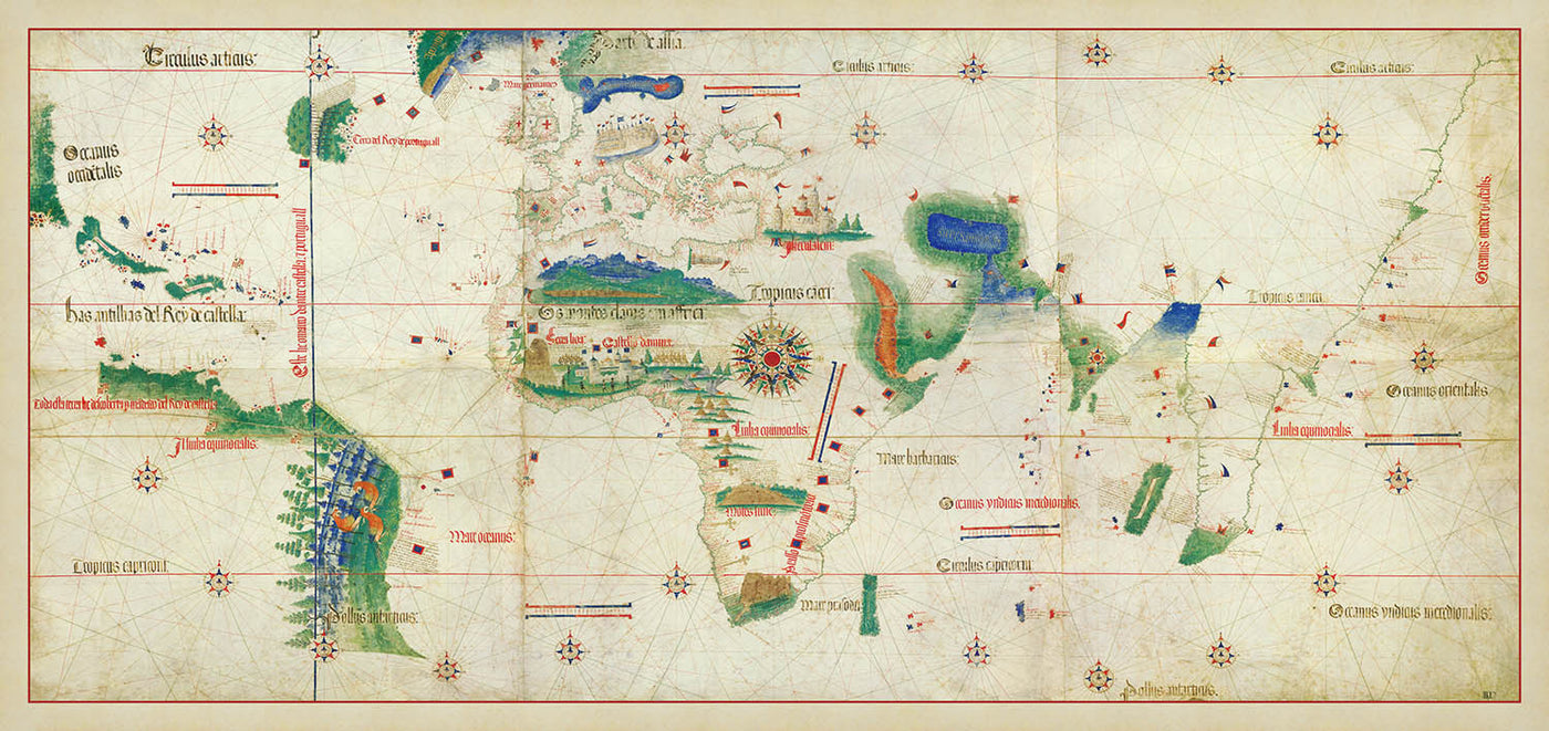 Der Cantino-Planisphäre, 1502: Alte portugiesische Karte der alten und neuen Welten 