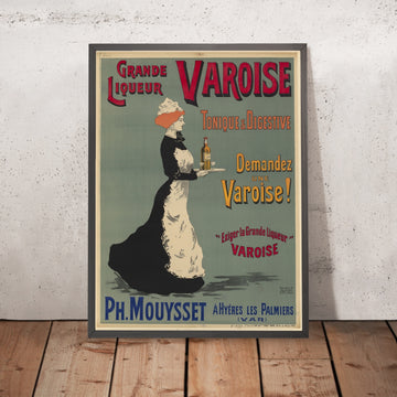 A framed image of Grand Liqueur Varoise Vintage Liqueur Poster, 1905