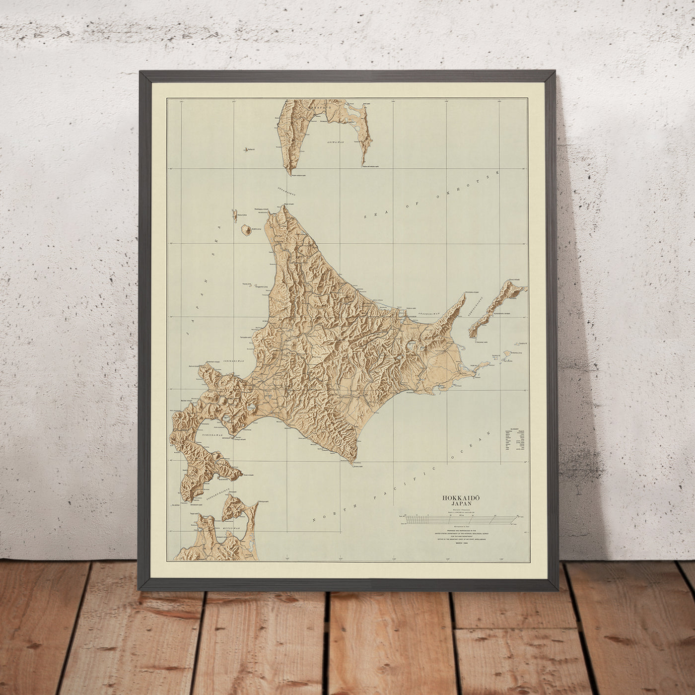 Alte topografische Karte von Hokkaido, 1944: US Geological Survey, Sapporo, Asahikawa, Hakodate 