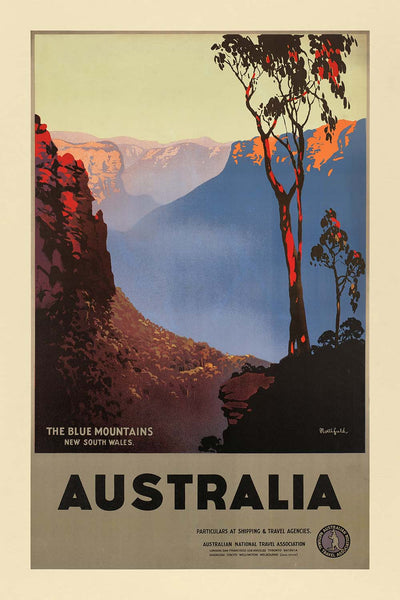 Blue Mountains Travel Poster: The Blue Mountains, New South Wales by James Northfield, 1930