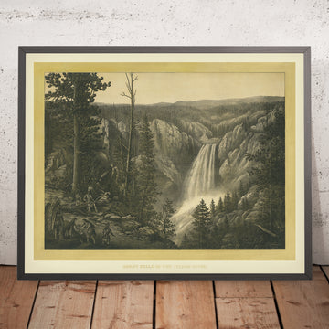 Ein gerahmtes Bild der Great Falls of the Yellowstone von Kurz & Allison, 1885