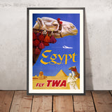 Poster di viaggio per l’Egitto: Fly TWA di David Klein, 1960 