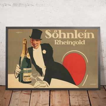 A framed image of Söhnlein Rheingold Vintage Champagne Poster by Stephan Krotowski, 1914