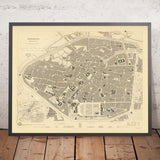 Ancienne carte de Bruxelles par SDUK, 1837 : Grand-Place, Palais royal, Parlement, cathédrale Sainte-Gudule, ceinture des canaux 