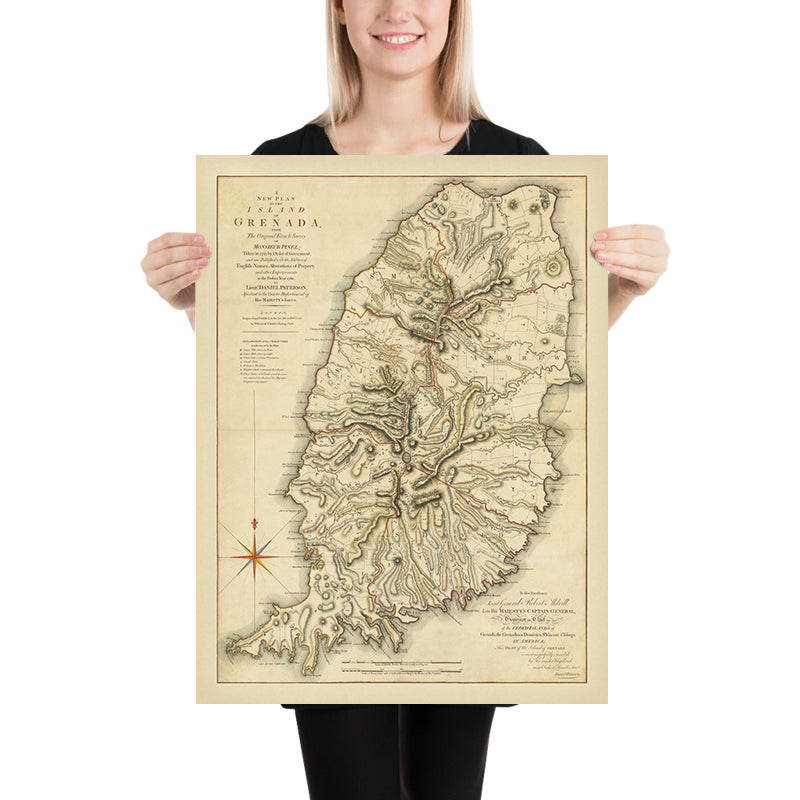 Mappa rara di Grenada di Paterson, 1780: St. George&