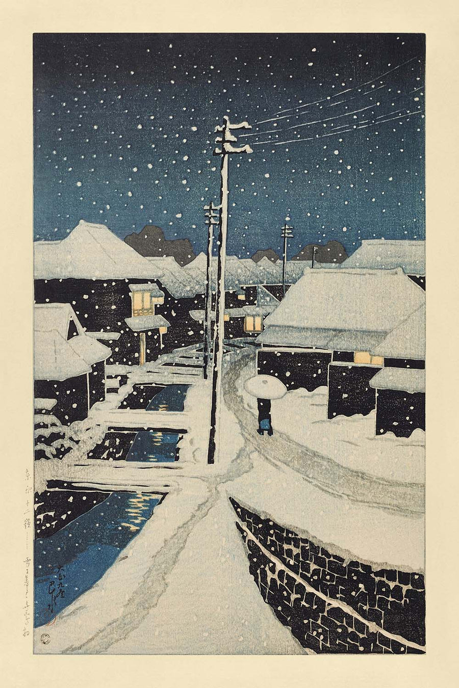 Evening Snow at Terajima Village by Hasui Kawase, 1935