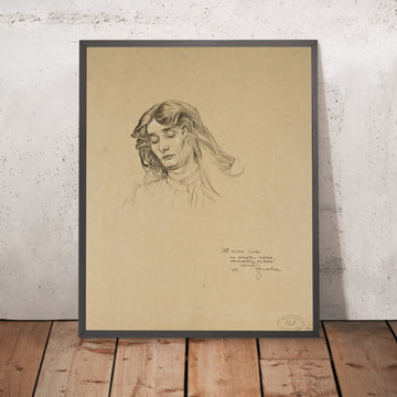 A framed image of Czech Young Woman by Alphonse Mucha, 1889