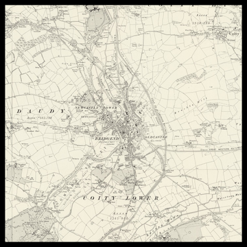 Eine historische Ordnance-Survey-Karte von Bridgend